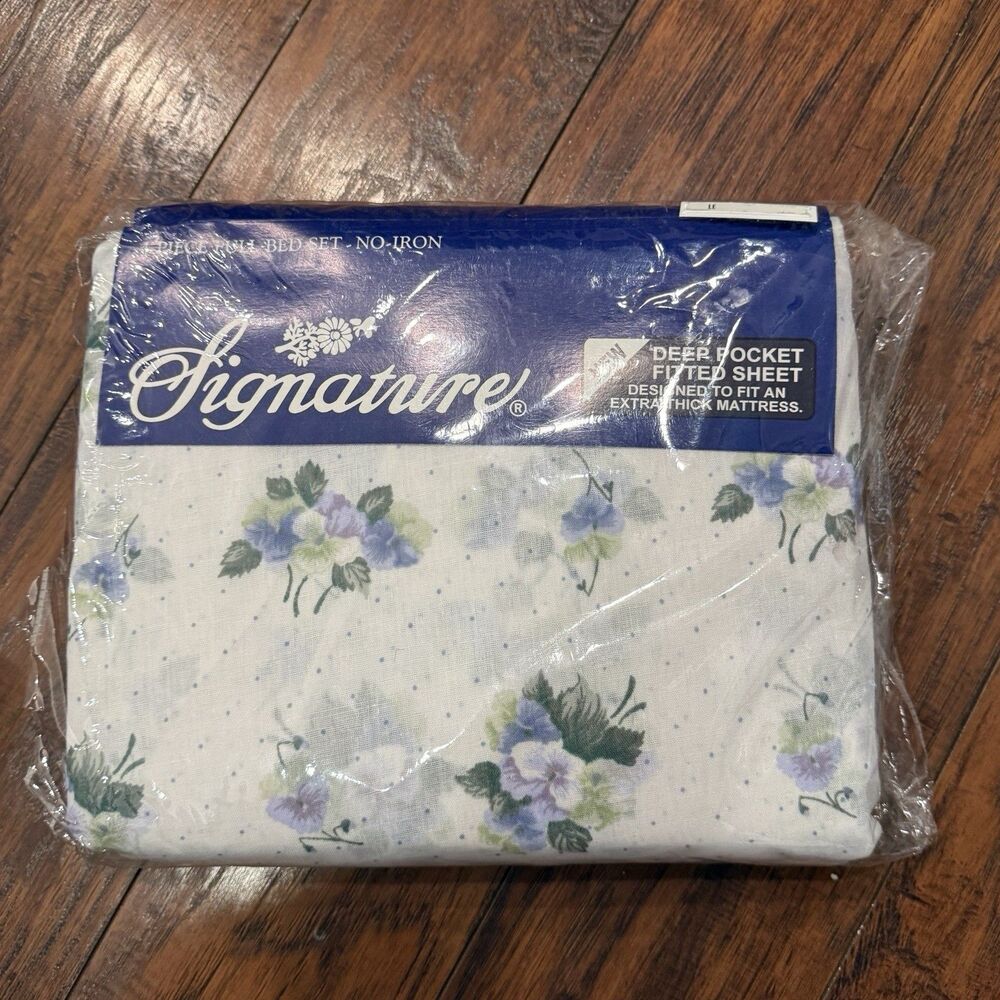Vintage NWT Signature Full Sheet Set 4-Piece Deep Pocket Floral Print